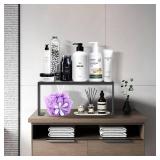 MQKIWAO 2 Pack Large Kitchen Cabinet Shelf, 12 X 8.7 Inch Counter Organizer Rack, Black Pantry Storage, Kitchen Counter Shelf Organizer for Bathroom, Bedroom, Office, Table, Desk - Retail: $25