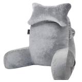 SLIGUY Reading Pillow for Sitting in Bed Couch Adult, Back Pillow with arm Support and Pockets, Adult Back Pillow Bed Chair for Bed Rest, Reading, Watching TV, Gaming for Boys and Girls Light Grey - R