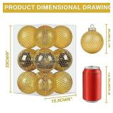 RoseCraft 12PCS Christmas Ball Ornaments, 3.15"/80MM Plastics Shatterproof Christmas Tree Decor Decorative Set, for Home, Holiday, Thanksgiving Xmas Hanging Decorations - Gold.