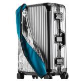 Linpr Transparent PVC Suitcase Cover, No Disassembly Required Clear Luggage Cover, Waterproof Travel Wrap Luggage Protectors (Blue, 28) - Retail: $22