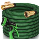 50 FT Garden Hose, 2025 New Flexible Water Hose 50FT with Leakproof Solid Brass Fittings, Reinforced Extra Strong Outer Fabric & Durable 3-layer Latex Core, Ultra Lightweight, No Kink, No Tangle
