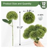 Hananona 12 Pcs Artificial Chrysanthemums Flowers Ball Flower, Fake Mums Flowers Green Silk Flowers for Home Decor Indoor Floral Arrangement St Patricks Day Table Centerpiece (12, Green) - Retail: $14
