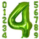 PatiCool 40 Inch Green Number Balloon 4, Large Number Foil Balloons Mylar for Girl Boy Birthday Party Celebration Decorations Supplies, Digital Balloons for Wedding Anniversary Events Decorations 42",