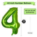 PatiCool 40 Inch Green Number Balloon 4, Large Number Foil Balloons Mylar for Girl Boy Birthday Party Celebration Decorations Supplies, Digital Balloons for Wedding Anniversary Events Decorations 42",
