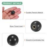 M METERXITY 12-Pack Threaded Ball Knobs, M4 Female Thread 16mm Dia. Thermoset Ball Knob for Lathe/Machine/Lawn Mowers, Round Phenolic Brass Insert Lever Handle [Black] - Retail: $9