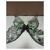Fairy Wings for Adults and Girls Fairy Costume Set with Floral Garland, Fairy Hair Tinsel, Wand & Elf Ears 29"x21" Organza Butterfly Wings Ideal for Cosplay, Party, Black - Retail: $16