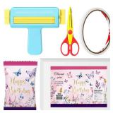 Gilprop Paper Crimper, Pinking Shears, 30 Sheets Butterfly Glossy Thin Inkjet Paper, Double Sided Tape for Crafts Butterfly Birthday Party Supplies for Chip Bag Making - Retail: $18