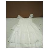 Byinns Womens Square Neck Sleeveless Ruffle Dress Backless Tiered Smocked Strappy Casual Short Mini Dresses White Size Large - Retail: $42