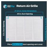 EZ-FLO 20 x 12 Inch (Duct Opening) Return Air Vent Cover for Wall or Ceiling, Solid Steel Return Air Grille, HVAC Vent Cover, White, Pkg Of 2. - Retail: $24