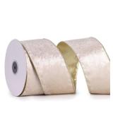 DINDOSAL Champagne Velvet Ribbon Wired 2.5" x 10 Yards Gold Christmas Tree Ribbon Decor, Wreaths, Crafts, Home Decor, Gift Wrapping, Garlands - Retail: $14