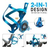 Bike Cup Holder, Bicycle 2-in-1 Bottle Bracket, Aluminum Alloy Water Bottle Cages, Universal Rotation Cup Drink Holders for Motorcycle, MTB, Wheelchair, Baby Stroller, Trolleys, Tools Free (Blue)