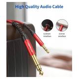 3.5mm to 6.35mm Stereo Audio Cable, JSAUX 6.35mm 1/4" Male to 3.5mm 1/8" Male TRS Bidirectional Stereo Audio Cable Jack 4FT for Guitar, iPod, Laptop, Home Theater Devices, Speaker and Amplifiers-Red -