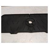 Meiliweser Silicone Faucet Splash Guard Gen 2 - Outlet & Slope Upgraded Faucet Water Catcher Mat - 15 x 5.5 - Sink Sponge Holder for Kitchen, Bathroom(Black)