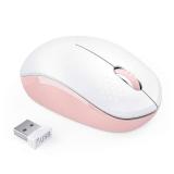 seenda Wireless Mouse, 2.4G Noiseless Mouse with USB Receiver Portable Computer Mice for PC, Tablet, Laptop, Notebook - Pink & White - Retail: $13