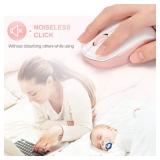 seenda Wireless Mouse, 2.4G Noiseless Mouse with USB Receiver Portable Computer Mice for PC, Tablet, Laptop, Notebook - Pink & White - Retail: $13