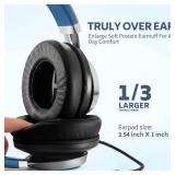 COOSII AC01 Over-Ear Headphones Wired, Passive Noise Isolating Corded Stereo Headsets with Mic Volume Control for Adults Teens 3.5mm for Chromebooks, Laptop, Computer, Tablets, Travel (Black Blue) - R