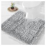 Yimobra Toilet Rugs U Shaped Washable, Extra Thick Soft Absorbent Chenille Contour Bathroom Rugs for Toilet 24x24 Inch, Quick Dry Non Slip Toilet Mat for Bath Floor, Light Grey - Retail: $22