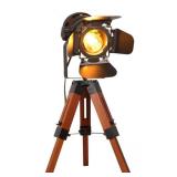 Decoluce Industrial Tripod Floor Table Lamp Vintage Wood Cinema Searchlight Standing Lighting Fixtures Nautical Spotlight Decorations-Not Include E26 Bulbs (Cinema) - Retail: $90