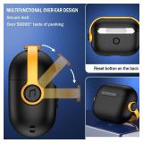 R-fun Compatible with Airpod Pro Case (2nd/1st Gen,2023/2022/2019) with Secure Lock & Cleaning Kit, Music Headset Protective Case Compatible with Airpods Pro 2 (USB-C/Lightning Cable), Black/Yellow