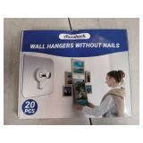 Picture Hangers Without Nails, Nail Free Wall Hangers,20 Counts Adhesive Wall Hooks for Hanging with Waterproof and Oilproof,13 lbs Load Max
