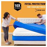 BETU Mattress Bags for Moving, Mattress Protector Waterproof Mattress Cover Queen Size Storage Bags with 8 Heavy-Duty Handles and Zipper for Bed Extra Thick Large Reusable (82"x62"x15" Blue)
