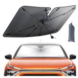 Lamicall Car Windshield Sunshade Umbrella - Foldable Car Windshield Sun Shade Cover, 5 Layers UV Block Coating, 52"x31" Front Window Heat Insulation Protection, for Auto Sedan, SUV Windshield
