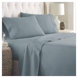 Danjor Linens Bed Sheet Set Cal King for Hot Sleepers, Hotel Premium Sheets with 4 Pillowcases, Lightweight Brushed Microfiber Deep Pockets, Breathable Cooling 6 Piece Bedding Sets, Spa Blue - Retail: