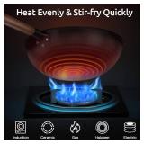 Todlabe Carbon Steel Wok - Including Glass Cover and Silicone Spatula, 13-Inch Woks and Stir-Fry Pans for Induction, Electric, Gas Stoves - Retail: $36