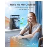 JINLICTE Portable Misting Fan, 8000mAh 8-Inch Rechargeable Water Cooling Mist Fan with 600mL Water Tank, Quiet USB Battery Powered, Perfect Cooling for Camping Home Outside Office - Retail: $18