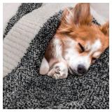 NEXHOME PRO Soft Throw Blankets for Couch, Reversible Warm Blankets Cozy Knit Blanket for Women, Fuzzy Plush Lightweight Throws for Sofa, Bed, Picnic, Black 50 x 60 inches - Retail: $33