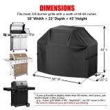 Grill Cover, 58 inch BBQ Gas Grill Cover for Outdoor Grill, Waterproof, Anti-UV, Rip-Proof, Fade Resistant Material, Barbecue Cover with Hook-and-Loop Straps and Adjustable Hem Drawstring, Black - Ret
