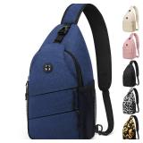 Pritent Crossbody Bags for Women Men Trendy Sling Bag Bakpack Casual Chest Bag with Convertible Shoulder Strap Travel Cross Body Bag for Hiking Traveling Outdoors(Blue) - Retail: $17