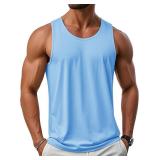 MAGCOMSEN Menfts UPF 50+ Sun Protection Tank Top Sleeveless Muscle Shirts Moisture Wicking Lightweight Breathable for Gym Sky Blue XL - Retail: $15