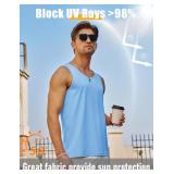 MAGCOMSEN Menfts UPF 50+ Sun Protection Tank Top Sleeveless Muscle Shirts Moisture Wicking Lightweight Breathable for Gym Sky Blue XL - Retail: $15