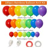 RUBFAC 189pcs Rainbow Balloon Garland Arch Kit, 7 Assorted Colors 51218 Inch Latex Balloons for Birthday Party Baby Shower Wedding Anniversary Decoration - Retail: $12