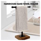YESSAP Hand Towel Holder, T-Shape Height 15ftft Black Hand Towel Holder Stand, Free Standing Hand Towel Stand for Bathroom Countertop - Retail: $22