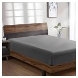 FreshCulture King Fitted Sheet Only - Hotel Quality Fitted Sheet King Size - Ultra Soft and Breathable - Brushed Microfiber - Deep Pocket - Cooling Fitted Sheets for King Size Bed (Dark Grey) - Retail