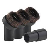 Vacuum Brush Horse Hair Vacuum Attachment Round Dust Brush with Universal Connector, 1.25 Inch Brush Replacement with 1.25 to 1.37 Inch Vacuum Hose Adapter Tool for Standard Hose - Retail: $10