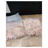 Pink fuzzy pillow case approximately 18x19 in and a two pack -