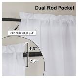 Lecloud Bessie White Curtains 45 Inch Length 2 Panels, Faux Linen Light Filtering Window Curtains Rod Pocket, Farmhouse Small Curtain Drapes for Bedroom Living Room, Each 30 W x 45 L - Retail: $10