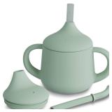 Moonkie Silicone Baby Sippy Cups | 3 Stages Training Cup Straw Cup for Infants Toddlers and Kid | 4 oz 1Pack - Retail: $10