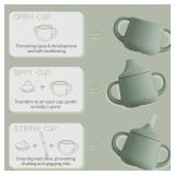 Moonkie Silicone Baby Sippy Cups | 3 Stages Training Cup Straw Cup for Infants Toddlers and Kid | 4 oz 1Pack - Retail: $10