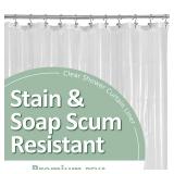 Barossa Design Plastic Shower Liner Clear - Premium PEVA Shower Curtain Liner with Rustproof Grommets and 3 Magnets, Waterproof Cute Lightweight Standard Size Bathroom Curtains - Clear - Retail: $9