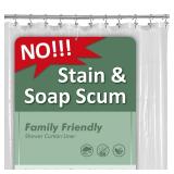 Barossa Design Plastic Shower Liner Clear - Premium PEVA Shower Curtain Liner with Rustproof Grommets and 3 Magnets, Waterproof Cute Lightweight Standard Size Bathroom Curtains - Clear - Retail: $9