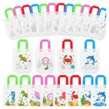 Kajaia 24 Pcs Ocean Animal Coloring Goodie Bags Non Woven Coloring Totes Under the Sea Party Favor Bags for Kids Sea Animals Birthday Party Favor DIY Crafts - Retail: $16