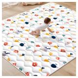 Odorless Premium Foam Baby Play Mat 4ft x 6ft, Soft Microfiber Fabric Crawling Mat for Floor- Comfortable and Hypoallergenic, Non-Slip Cushioned Floor Playpen mat for Infants,Babies,Toddlers - Retail: