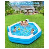 ZEUSFIRE Inflatable Pool for Adults, 77\ X 71\in X 22\in Large Blow Up Pool with Pump, Oversized Thickened Full Size Family Swimming Pools for Outdoor Backyard Summer Water Party Indoor Use - Retail: 