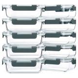 M MCIRCO 10-Pack,22 Oz Glass Meal Prep Containers,Glass Food Storage Containers with lids,Lunch Containers,Microwave, Oven, Freezer and Dishwasher (Gray) - Retail: $49