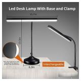 NovoLido Piano Desk Lamp, 2-in-1 LED Piano Light with Base and Clamp for Upright Digital Grand Piano, 10W Flexible Gooseneck Table Lamp with 3 Color Modes×10 Brightness for Home Office Bedroom, Black