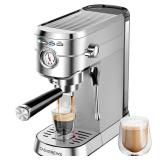 CASABREWS CM5418 Espresso Machine 20 Bar, Compact Espresso Maker with Steam Milk Frother, Stainless Steel Coffee Machine with 34oz Removable Water Tank for Cappuccino, Latte, Silver - Retail: $119